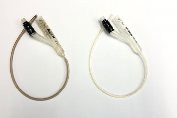 Comparison of coated catheter on the left and an uncoated catheter on the right, to demonstrate how UBC team discovered ‘silver bullet’ that keeps medical devices bacteria free
