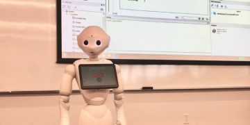 Pepper the Robot in a classroom