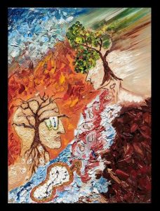 This is a painting representing Alzheimer's transmissibility as reported in this Stem Cell Reports study. Credit: Chaahat Singh.